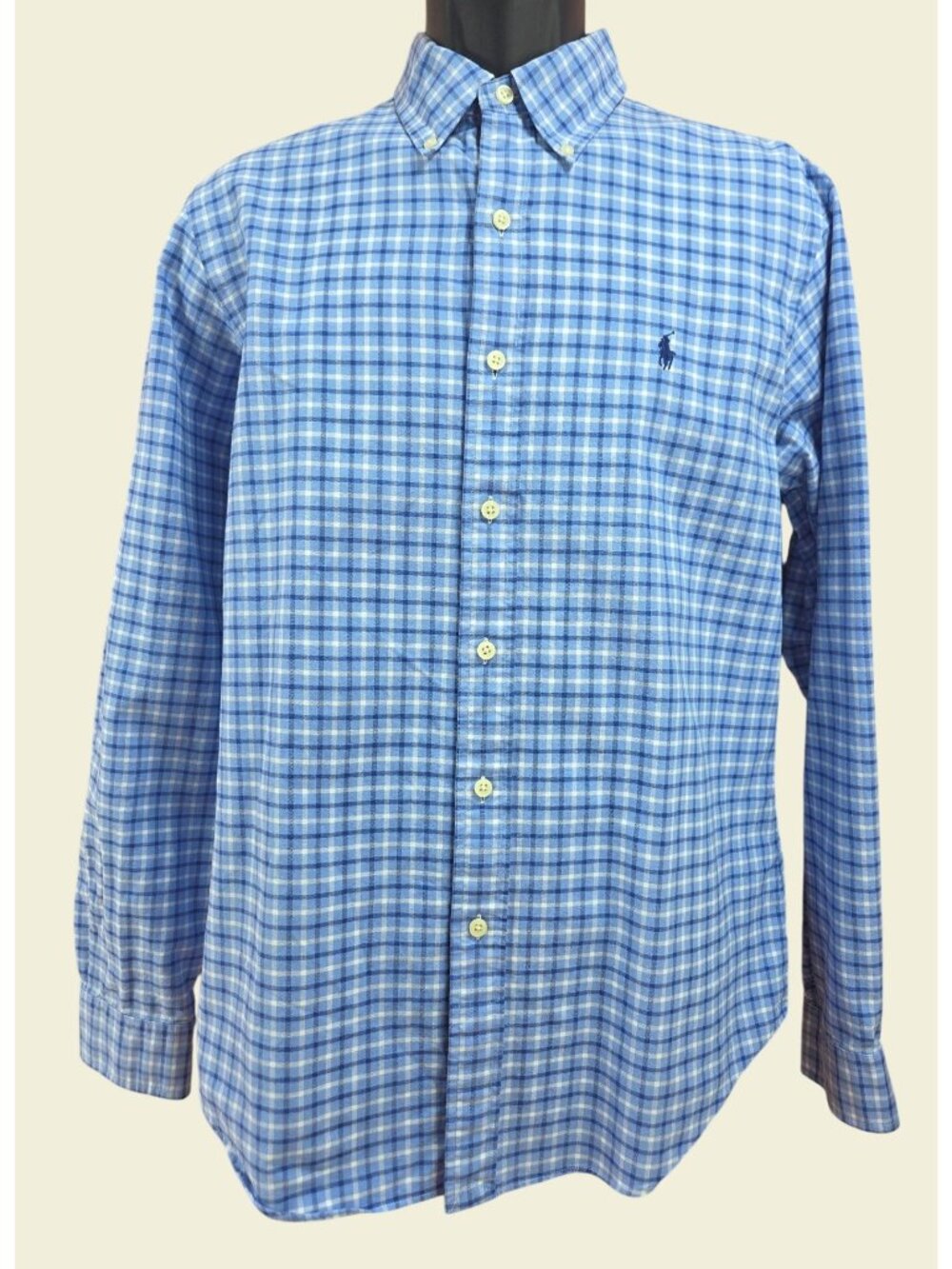 Ralph Lauren Blue Plaid Button-Down Shirt Medium